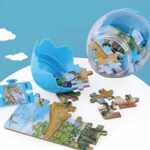 New Parent-child Interactive Montessori Game DIY Dinosaur Egg Jigsaw Puzzle Christmas Gifts Kids Educational Wooden Puzzle Toys