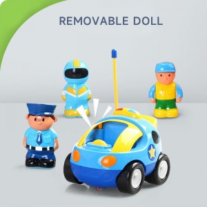 Electric Music Lights Cartoon Rc Police Car Race Car Toddler Boys And Girls Gift Steering Wheel Remote Control Car Toys for Kids