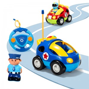 Electric Music Lights Cartoon Rc Police Car Race Car Toddler Boys And Girls Gift Steering Wheel Remote Control Car Toys for Kids