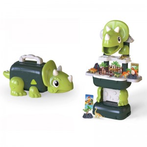 Deluxe 42 Pieces Mini Plastic Dinosaur Model Toy  Fence Volcano Tree Eggs for Kids