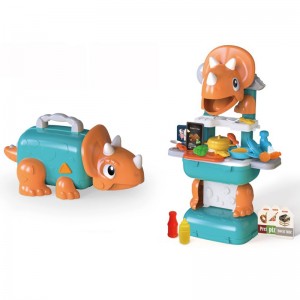 41 Pieces Luxury Pretend Kitchen Cooking Toy Set with Deformed Cartoon Dinosaur Suitcase
