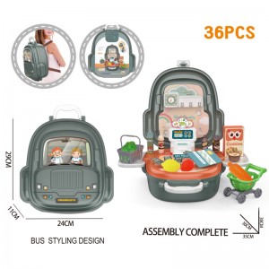 36 PCS Backpack Supermarket Checkout Toy Set Interaction Cashier Customer Role Play Game Mini Shopping Cart