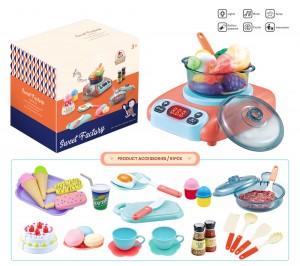 51pcs Pretend Play Music Light Spray Induction Cooker Simulation Tableware Kitchenware Kitchen Food Toy Cooking Set for Kids