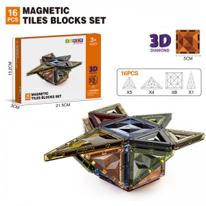 High Quality 3D Diamond Magnet Building Block Set STEM Educational Magnetic Tiles Toys for Children