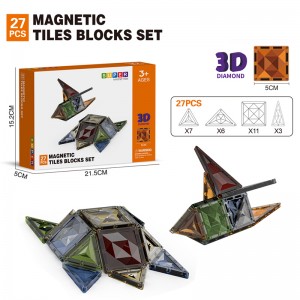 High Quality 3D Diamond Magnet Building Block Set STEM Educational Magnetic Tiles Toys for Children