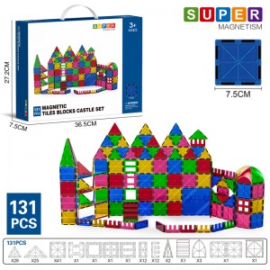 Kids Educational Magnet Tiles Set DIY Construction Castle Magnetic Building Blocks Toy