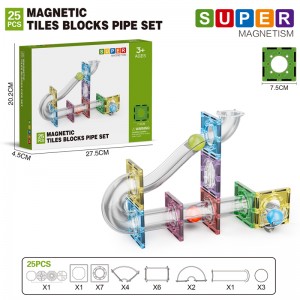 Assembling Marble Race Run Maze Ball Track Toy Kids STEM Learning 3D Clear Magnetic Tiles