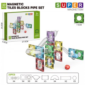 Assembling Marble Race Run Maze Ball Track Toy Kids STEM Learning 3D Clear Magnetic Tiles