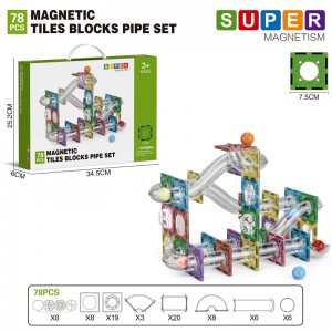 Assembling Marble Race Run Maze Ball Track Toy Kids STEM Learning 3D Clear Magnetic Tiles