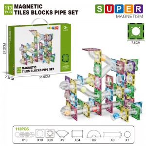 Assembling Marble Race Run Maze Ball Track Toy Kids STEM Learning 3D Clear Magnetic Tiles