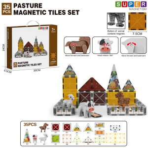 28/35/42pcs Children Farm Animals Magnetic Tiles Construction Toy Building Set for Wholesale