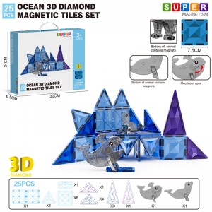 Wholesale Kids DIY Marine Animal Magnetic Tiles Toy Building Block Set 3D Diamond Ice and Snow Ocean Series