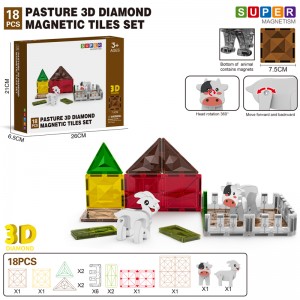 Wholesale Magnetic Tiles Farm Animals Set Toddler Sensory Magnet Building Blocks for Boys Girls Kids