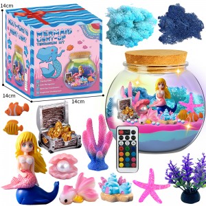 Glowing DIY Fairy Garden Kit – Unicorn/Mermaid/Dinosaur Micro Landscape Bottle, STEM Kids Craft Gift