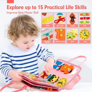Unicorn Busy Book for Toddlers – 8-Page Felt Sensory Toy with Motor Skills Activities, Baby Learning Gift