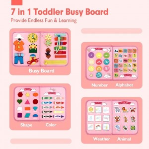 Unicorn Busy Book for Toddlers – 8-Page Felt Sensory Toy with Motor Skills Activities, Baby Learning Gift