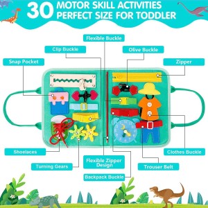 Toddler Educational Dinosaur Felt Busy Board – Montessori Sensory Travel Toy for Kids’ Study & Activity