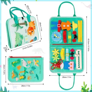 Toddler Educational Dinosaur Felt Busy Board – Montessori Sensory Travel Toy for Kids’ Study & Activity
