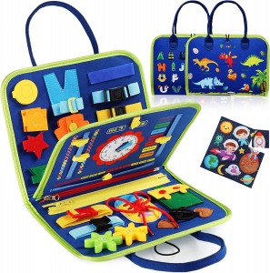 Montessori Busy Board for Toddlers – Felt Sensory Travel Toy with Preschool Learning Activities