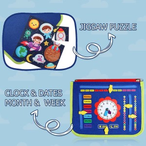 Montessori Busy Board for Toddlers – Felt Sensory Travel Toy with Preschool Learning Activities
