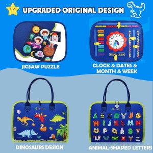 Montessori Busy Board for Toddlers – Felt Sensory Travel Toy with Preschool Learning Activities