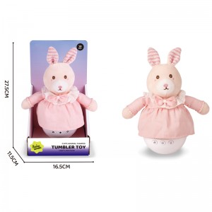 Cuddly Tumbler Toy with 6 Soothing Songs & LED Lights – Rabbit/Bear/Dino Plush Gift for Kids