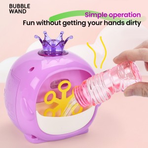 6 Holes Electric Crown Bubble Blower Toy with Bubble Liquid Gift for Kids Summer Outdoor Play