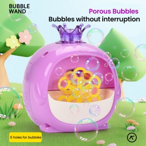 6 Holes Electric Crown Bubble Blower Toy with Bubble Liquid Gift for Kids Summer Outdoor Play