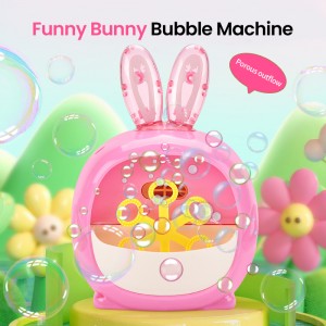 6 Holes Cartoon Rabbit Bubble Blower Toys Kids Summer Outdoor Play Electric Bunny Bubble Machine Toy with Bubble Solution