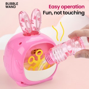 6 Holes Cartoon Rabbit Bubble Blower Toys Kids Summer Outdoor Play Electric Bunny Bubble Machine Toy with Bubble Solution