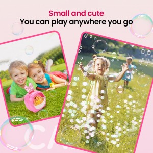 6 Holes Cartoon Rabbit Bubble Blower Toys Kids Summer Outdoor Play Electric Bunny Bubble Machine Toy with Bubble Solution