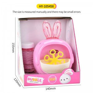 6 Holes Cartoon Rabbit Bubble Blower Toys Kids Summer Outdoor Play Electric Bunny Bubble Machine Toy with Bubble Solution