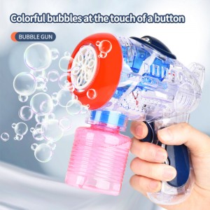 Kids Outdoor Fun Gift Transparent Bubble Blower Electric Clear Plane Bubble Gun Toys with Colorful Lights & Bubble Solution