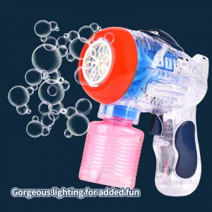 Kids Outdoor Fun Gift Transparent Bubble Blower Electric Clear Plane Bubble Gun Toys with Colorful Lights & Bubble Solution