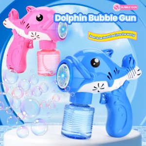Summer Outdoor Electric Bubble Maker Cute Cartoon Dolphin Bubble Gun Toy with Lights