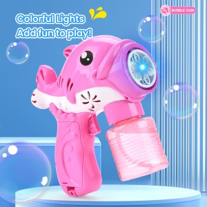 Summer Outdoor Electric Bubble Maker Cute Cartoon Dolphin Bubble Gun Toy with Lights