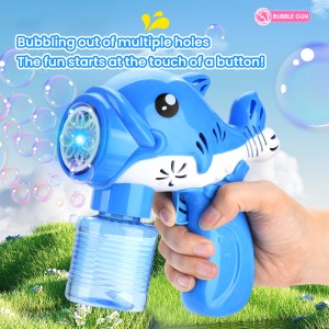 Summer Outdoor Electric Bubble Maker Cute Cartoon Dolphin Bubble Gun Toy with Lights