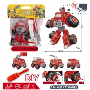 DIY Disassembly Vehicle Toy Set 3 Themes Engineering Fire Sanitation 4 Styles Each Deformatable Robot Kids Gift