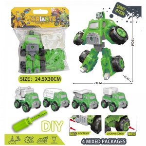 DIY Disassembly Vehicle Toy Set 3 Themes Engineering Fire Sanitation 4 Styles Each Deformatable Robot Kids Gift