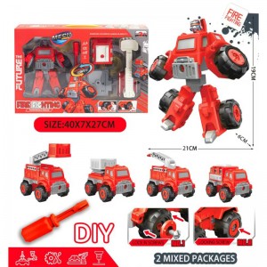 DIY Assembly Deformatable Vehicles to Robots Engineering Firefighting Sanitation Theme Build & Play Toys Set for Kids Education
