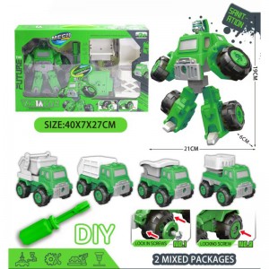DIY Assembly Deformatable Vehicles to Robots Engineering Firefighting Sanitation Theme Build & Play Toys Set for Kids Education