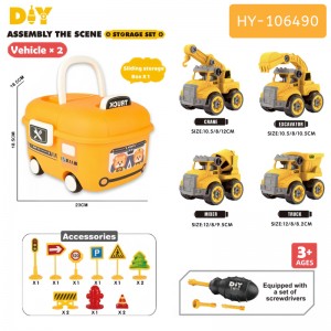 City Construction Fire Rescue Educational Play Fine Motor Skills Development DIY Kids Assembly Toy Truck Set with Storage Box