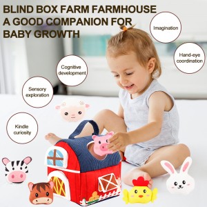 Toddlers Enlighten Gift Baby Portable Fabric Farm Cabin Educational Early Learning Farm Playhouse Toy with 6 Cartoon Animals