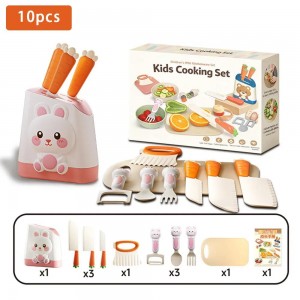 Cartoon Knife Storage Can Kitchen Set – Rabbit/Bear 10/16pcs Pretend Play Toy