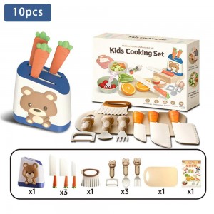 Cartoon Knife Storage Can Kitchen Set – Rabbit/Bear 10/16pcs Pretend Play Toy