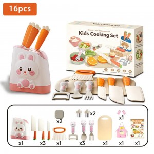 Cartoon Knife Storage Can Kitchen Set – Rabbit/Bear 10/16pcs Pretend Play Toy