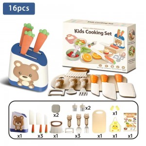 Cartoon Knife Storage Can Kitchen Set – Rabbit/Bear 10/16pcs Pretend Play Toy