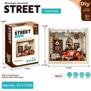 Mini Living Room DIY Kit with Light – 3D Dollhouse Model for Ages 8+