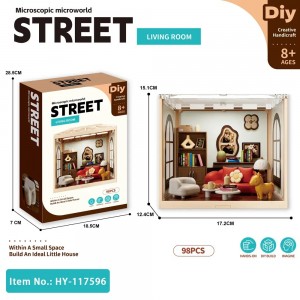 Mini Living Room DIY Kit with Light – 3D Dollhouse Model for Ages 8+