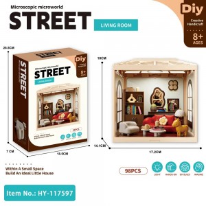 Mini Living Room DIY Kit with Light – 3D Dollhouse Model for Ages 8+